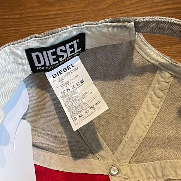 Diesel Light Grey Ripped Baseball Cap - Picture 4 of 6